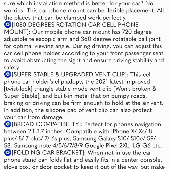 New Car Cellphone Mount Clip, 360°Rotatable Phone Holder for Car Sun Visor, - Picture 7 of 7